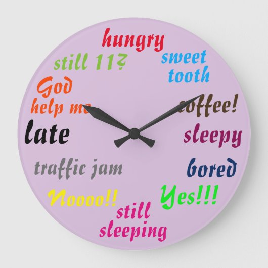 おもしろいカラフル語会社員 ラージ壁時計 (正面)