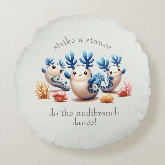 おもしろいカラフル踊り ラウンドクッション (正面)