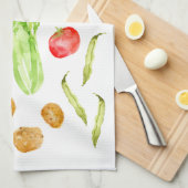 おもしろいカラフル野菜水彩 キッチンタオル (四つ折り)