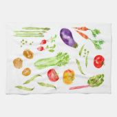 おもしろいカラフル野菜水彩 キッチンタオル (横)