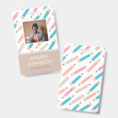 おもしろいカラフル鉛筆パターンの一次先生写真 バッジ (表裏)