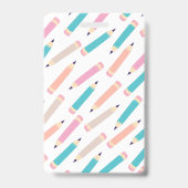 おもしろいカラフル鉛筆パターンの一次先生写真 バッジ (裏面)