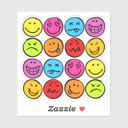 おもしろいカラフル顔 シール (シート)