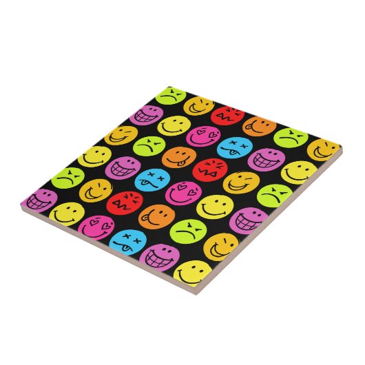 おもしろいカラフル顔 タイル (側面)