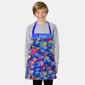 おもしろいカラフル魚アールデコエプロン エプロン (着用した状態)
