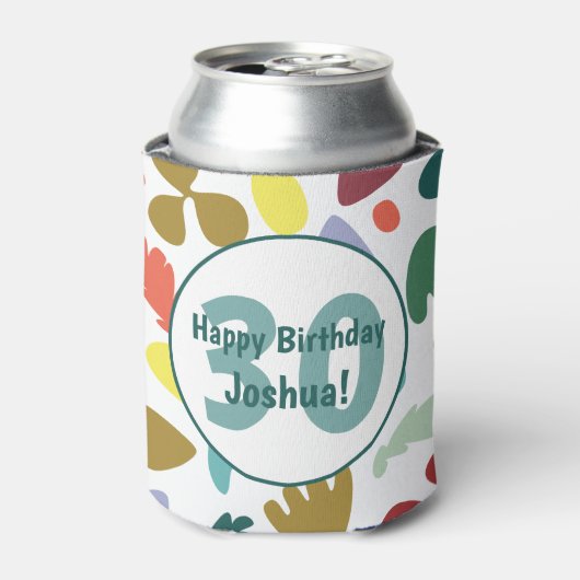 おもしろいカラフル30歳の誕生日名前をカスタムする 缶クーラー (缶正面)