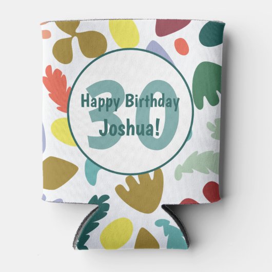 おもしろいカラフル30歳の誕生日名前をカスタムする 缶クーラー (正面)