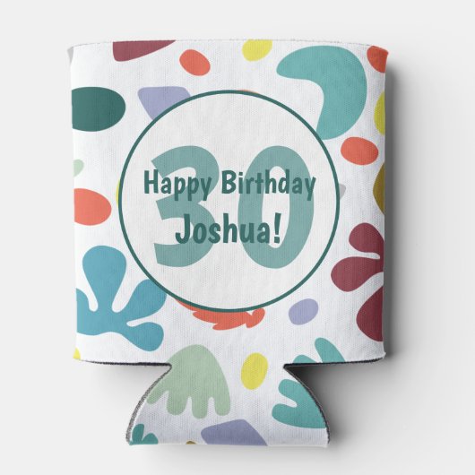 おもしろいカラフル30歳の誕生日名前をカスタムする 缶クーラー (裏面)