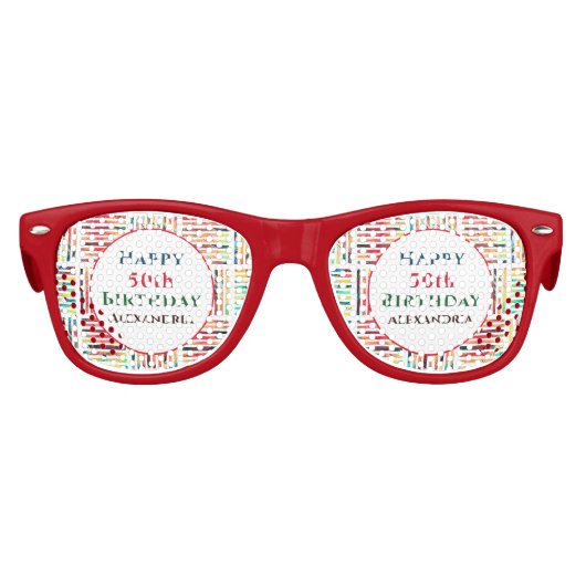 おもしろいカラフル50番目の誕生日のパーソナライズ キッズサングラス (正面)