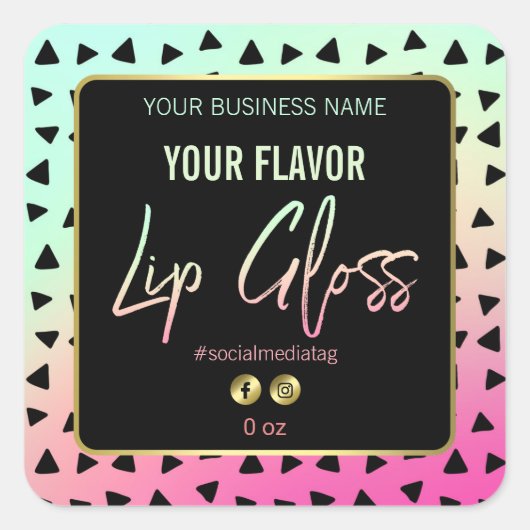 おもしろいカラフル80のレトロリップグロスラベル スクエアシール (正面)
