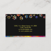 おもしろいカラフル（ばちゃばちゃ）跳ねるドッグ – ドッグウォーカー/シッター 名刺 (裏面)