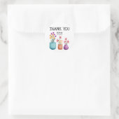 おもしろいカラフル&フラワーオンポット水彩ありがとう ラウンドシール (バッグ)