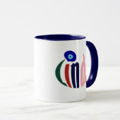 おもしろいカラフル「リンダ」の名前と邪悪な目のアミュレーアート マグカップ (正面右)