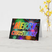 おもしろいカラフル、レインボースペクトル「メリークリスマス！」 カード (黄色い花)