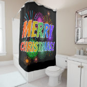 おもしろいカラフル、レインボースペクトル「メリークリスマス！」 シャワーカーテン (インサイチュ)