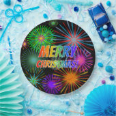 おもしろいカラフル、レインボースペクトル「メリークリスマス!」 ペーパープレート (パーティー)