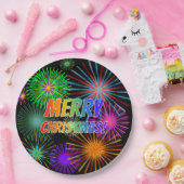 おもしろいカラフル、レインボースペクトル「メリークリスマス!」 ペーパープレート (パーティー)