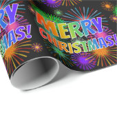 おもしろいカラフル、レインボースペクトル「メリークリスマス！」 ラッピングペーパー (ロールコーナー)