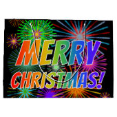 おもしろいカラフル、レインボースペクトル「メリークリスマス!」 ラージペーパーバッグ (裏面)