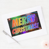 おもしろいカラフル、レインボースペクトル「メリークリスマス!」 長方形シール (封筒)