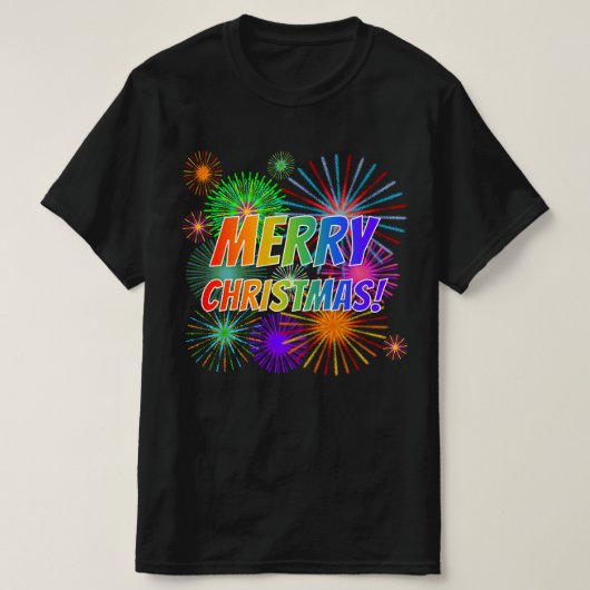 おもしろいカラフル、レインボースペクトル「メリークリスマス！」 Tシャツ (デザイン正面)