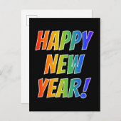 おもしろいカラフル、レインボースペクトル「新年おめでとう!」 ポストカード (正面/裏面)