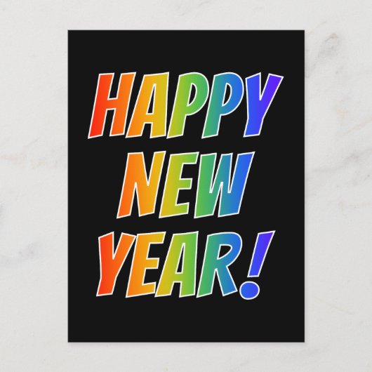 おもしろいカラフル、レインボースペクトル「新年おめでとう!」 ポストカード (正面)