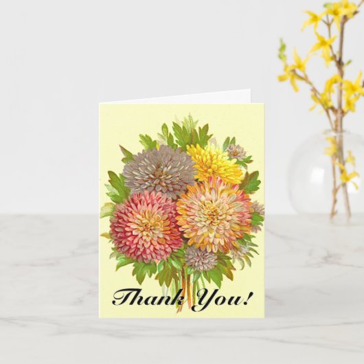おもしろいカラフル、ヴィンテージ花を見て「ありがとう！」 カード (黄色い花)