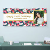 おもしろいカラフル、任意の年齢、あなたの写真誕生日 横断幕 (トレードショー)