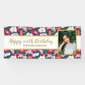 おもしろいカラフル、任意の年齢、あなたの写真誕生日 横断幕 (横)