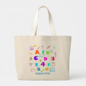おもしろいカラフル、学校用品、パーソナライズされた先生 ラージトートバッグ (裏面)