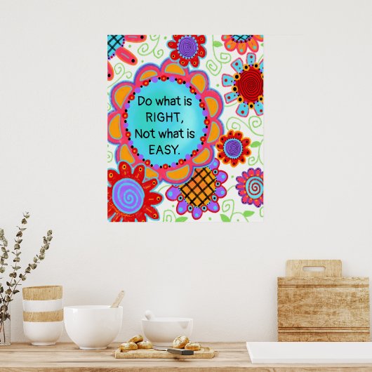 おもしろいカラフル「正しいことをする」教室 ポスター (キッチン)