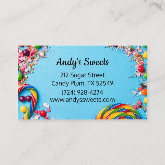 おもしろいカラフル・菓子店スイーツ店 名刺 (裏面)