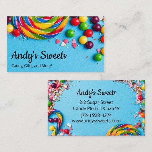 おもしろいカラフル・菓子店スイーツ店 名刺 (正面/裏面)