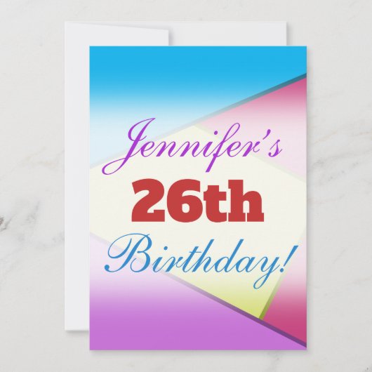 おもしろいカラフル、誕生日パーティーの招待 招待状 (正面)