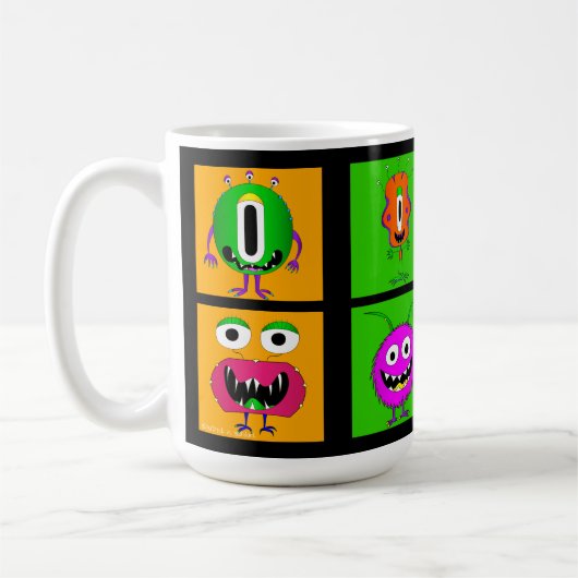 おもしろいカラフルCartoon Monsters, Halloween コーヒーマグカップ (左)