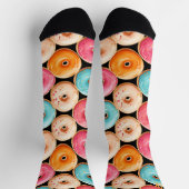 おもしろいカラフルDout Pattern Black Name Monogram ソックス (上部)