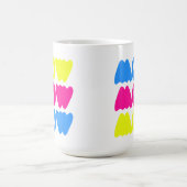 おもしろいカラフルWOWことわざシンプルピンクブルーイエロー コーヒーマグカップ (中央)