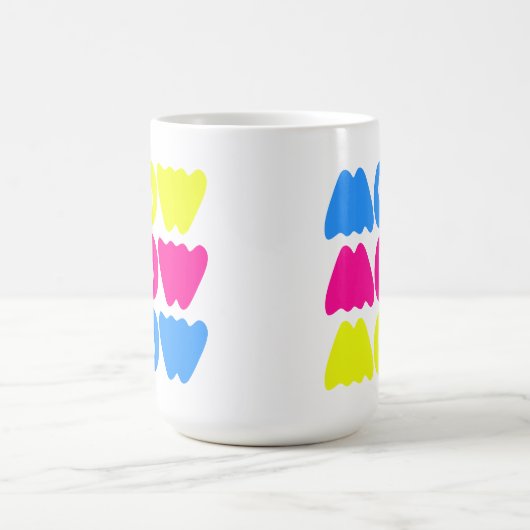 おもしろいカラフルWOWことわざシンプルピンクブルーイエロー コーヒーマグカップ (中央)