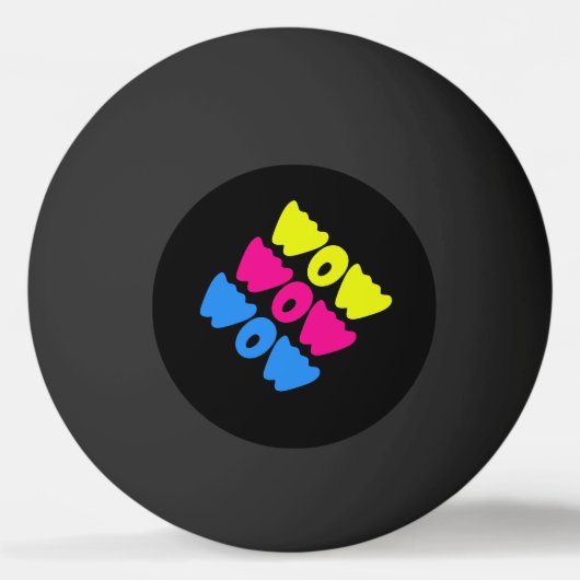 おもしろいカラフルWOWことわざシンプルピンクブルーイエロー 卓球ボール (正面)