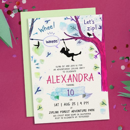 おもしろいカラージプライニングガールアウトドアデイウォーター色 招待状