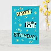 おもしろいカラーブロックおもしろい18番目の誕生日グリーティングカード カード (黄色い花)