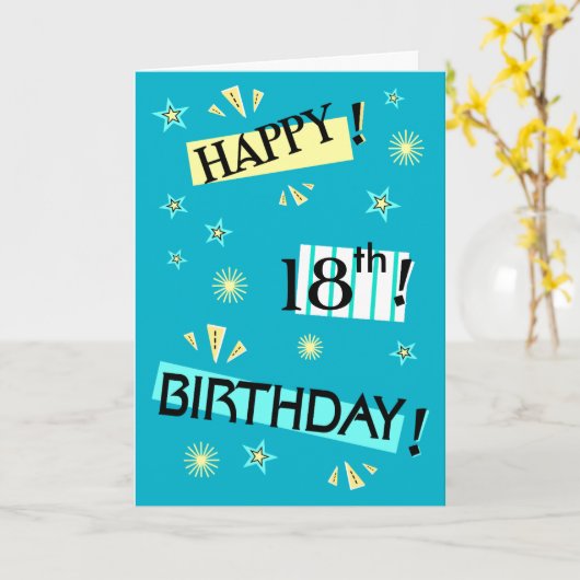 おもしろいカラーブロックおもしろい18番目の誕生日グリーティングカード カード (黄色い花)