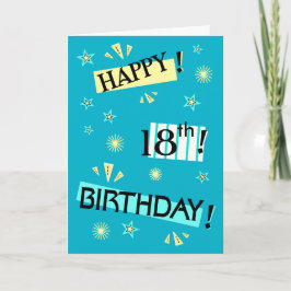 おもしろいカラーブロックおもしろい18番目の誕生日グリーティングカード カード