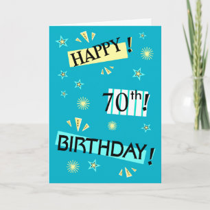 おもしろいカラーブロック70番目の誕生日グリーティングカード カード
