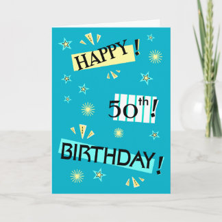 おもしろいカラーブロックHappy 50th誕生日グリーティングカード カード