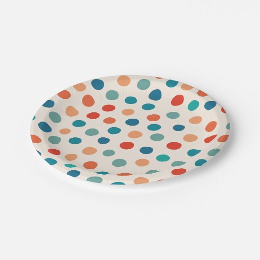 おもしろいカラー水玉模様子供の誕生日 ペーパープレート (アングル)