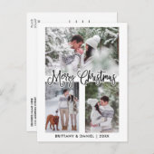 おもしろいカリグラフィ3フォトカップルクリスマスホリデー ポストカード (正面/裏面)