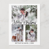 おもしろいカリグラフィ3フォトカップルクリスマスホリデー ポストカード (正面)