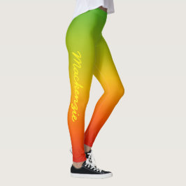 おもしろいカリブの赤イエローグリーンと名前 レギンス